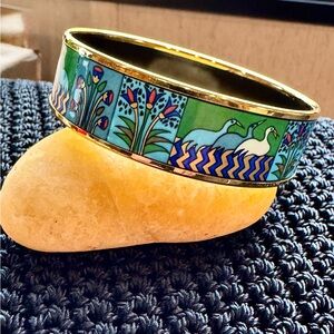 Rare Vintage Michela Frey Team 24k Gold Plated Enamel Bracelet